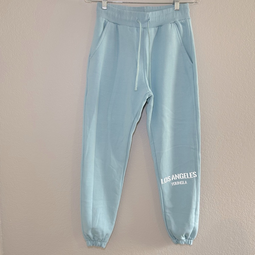 YoungLA Light Blue Joggers Men’s Small Lounge Gym drawstring fall winter workout